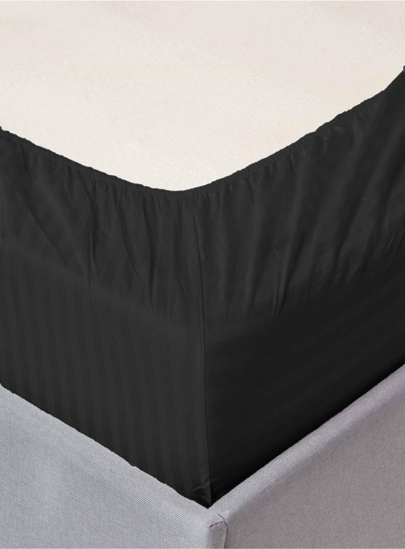 MAXQON Deep Fitted Bed Sheet with 1pc Pillow Cover, Single (90x190+30CM), Color Black - Image 2