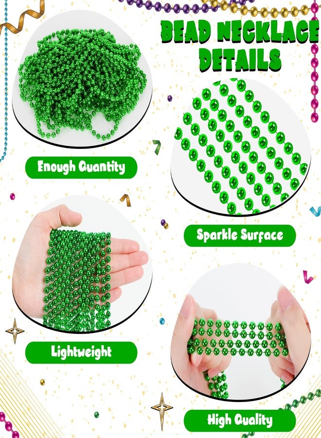 Huskein 24 PCS St Patricks Day Necklace, Green Mardi Gras Beads Bulk, 33" Round Beads St Patricks Day Accessories, Parade Favors for Carnival Decorations Party Favors St. Patricks Decor - Image 3