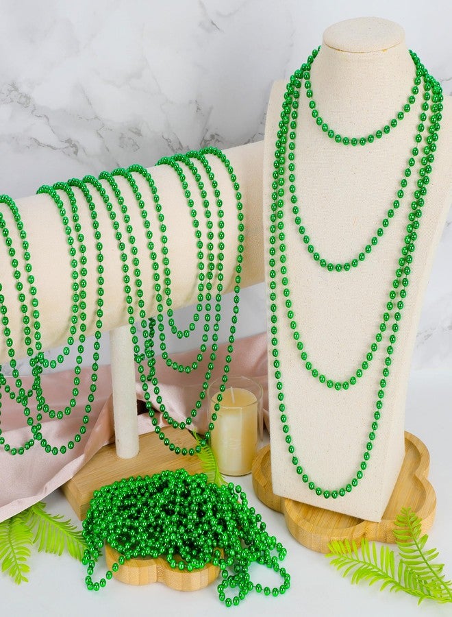 Huskein 24 PCS St Patricks Day Necklace, Green Mardi Gras Beads Bulk, 33" Round Beads St Patricks Day Accessories, Parade Favors for Carnival Decorations Party Favors St. Patricks Decor - Image 4