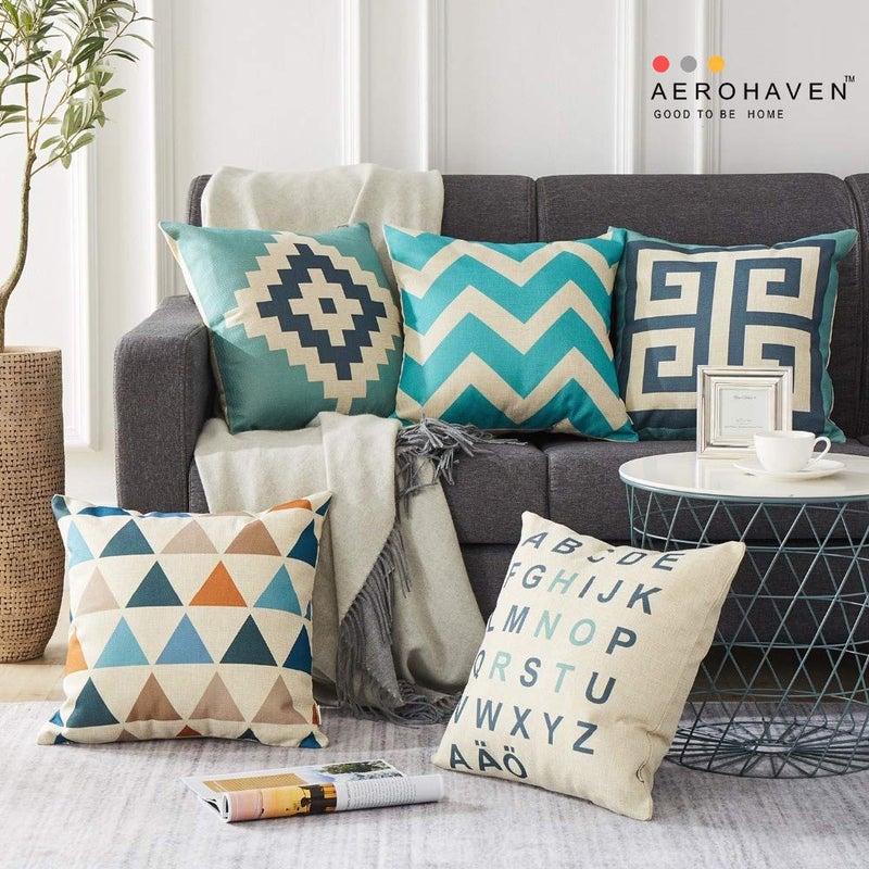 AEROHAVEN™ Set of 5 Abstract Designer Decorative Throw Pillow/Cushion Covers - CC123 (24 x 24 inch) - Image 5