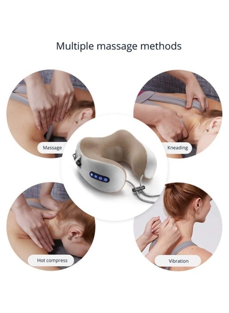 ELTRAZONE Electric Travel Neck Massage Pillow U Shaped Memory Foam Kneading Vibration Neck Head Support Pillow Relief Cervical Pain For Airplane, - Image 4