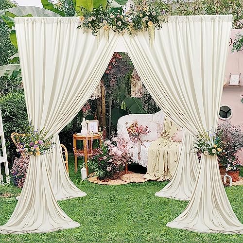NSSONBEN 10ft x 10ft Wrinkle Free Ivory Backdrop Curtains for Parties, Polyester Photo Backdrop Drapes 2 Panels 5x10ft Background for Wedding Birthday Baby Shower Party - Image 4