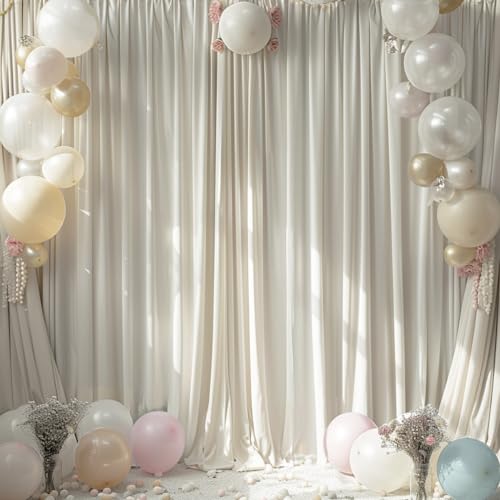 NSSONBEN 10ft x 10ft Wrinkle Free Ivory Backdrop Curtains for Parties, Polyester Photo Backdrop Drapes 2 Panels 5x10ft Background for Wedding Birthday Baby Shower Party - Image 5