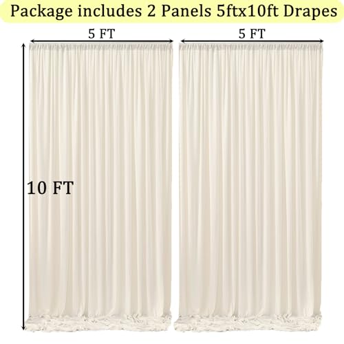 NSSONBEN 10ft x 10ft Wrinkle Free Ivory Backdrop Curtains for Parties, Polyester Photo Backdrop Drapes 2 Panels 5x10ft Background for Wedding Birthday Baby Shower Party - Image 3