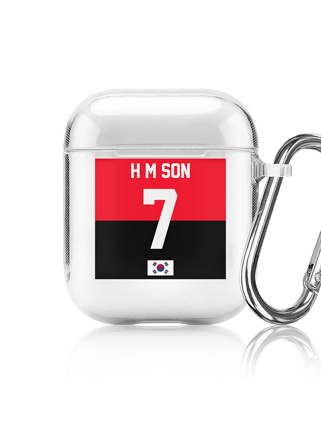 Stylizedd Classic Clear printed Case for Apple Airpods 2 / 1 Soft TPU Gel Thin Transparent Flexible Cover - Football Team - South Korea, Player Name - H M Son - Image 1