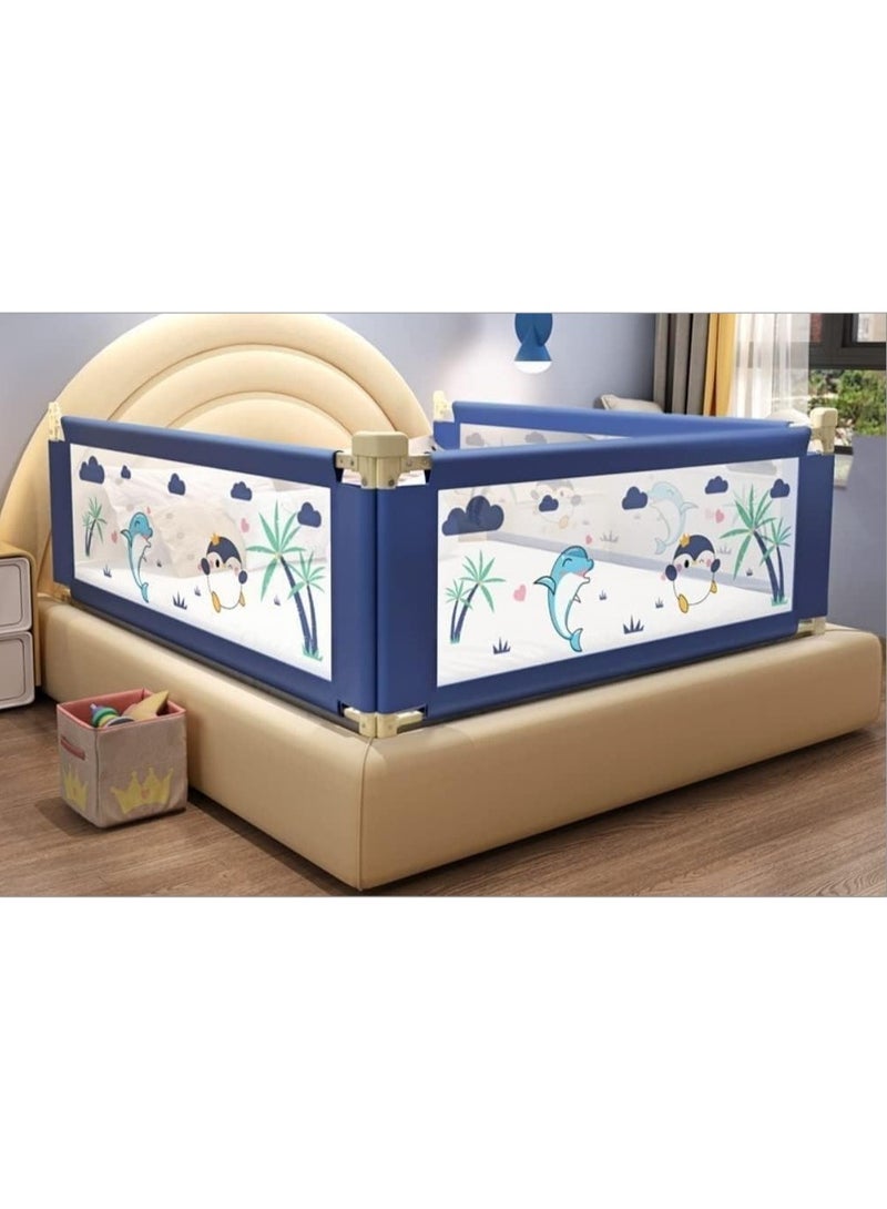 Adjustable Baby Bed Rail Guard for Toddlers with Breathable Mesh & Cartoon Print - Single Side (180 cm)