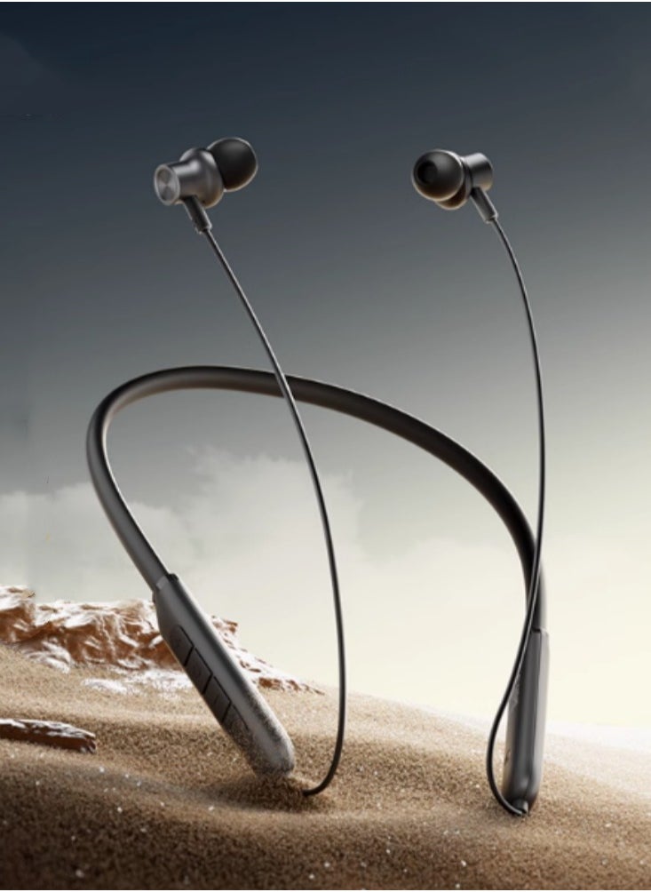 Generic Neck Bluetooth Headset Neck-hanging Wireless in-ear Sports Running New For Huawei Apple Cool Black  - Image 1