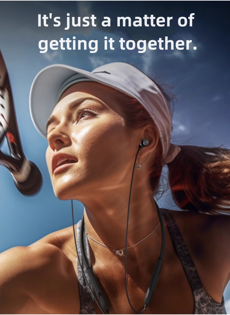 Generic Neck Bluetooth Headset Neck-hanging Wireless in-ear Sports Running New For Huawei Apple Cool Black  - Image 5