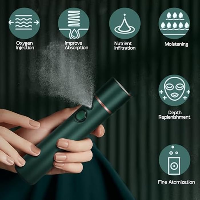 Elitzia Oxygen Facial Machine Oxygen Injection Skin Care Spa Nano Facial Mister Hydration Anti Aging Nourishing Handheld Atomizer Face Care Improve Absorption Portable Mist Sprayer Women 1PCS ETKD88SA - Image 3