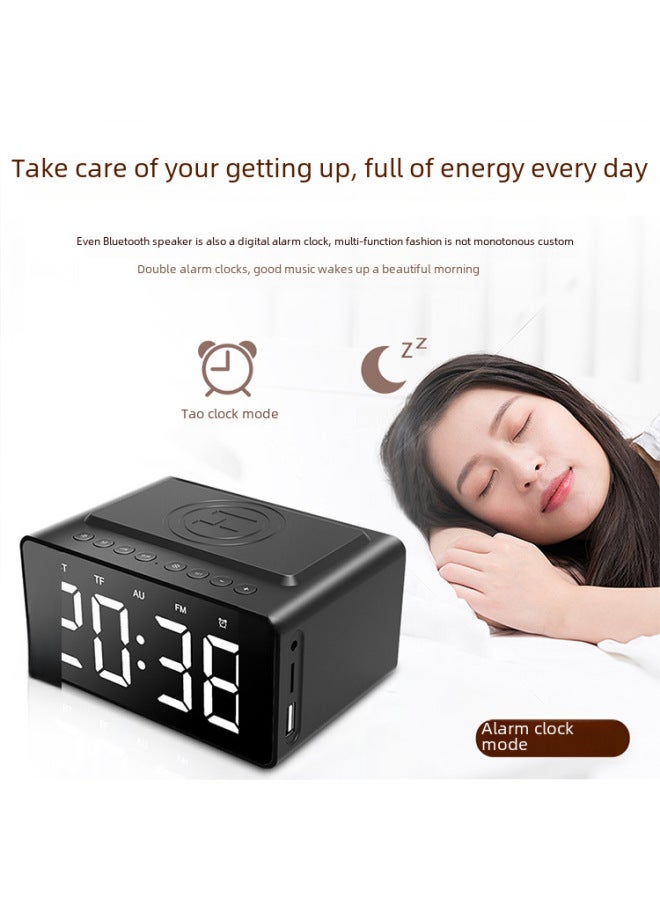 AEC Bluetooth Speaker 15w Wireless Charging Clock Led Audio New Hotel Supplies Retro Wireless Charging Bluetooth Audio - Image 3