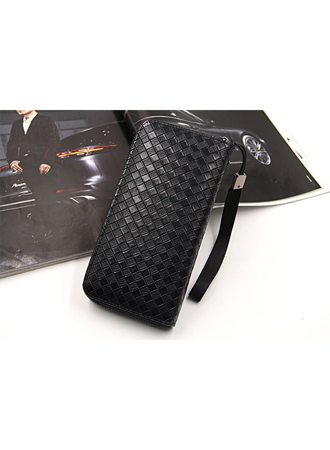 MenBense Classic Braid PU Leather Large Capacity Men Long Wallet Zipper Card Holder Phone Bag for Shopping Business Money Bag 20*10.5*2.5cm - Image 3