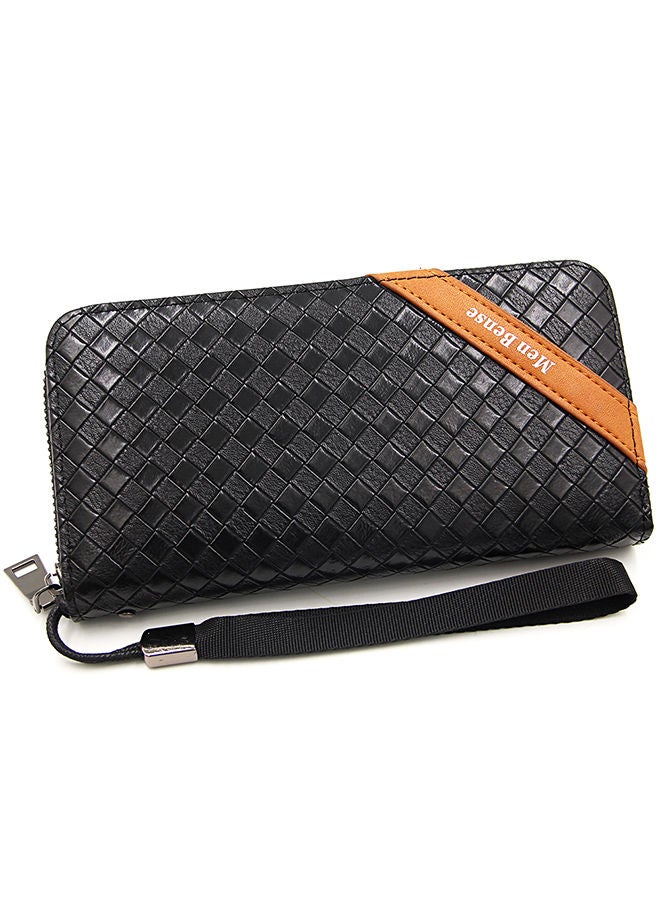 MenBense Classic Braid PU Leather Large Capacity Men Long Wallet Zipper Card Holder Phone Bag for Shopping Business Money Bag 20*10.5*2.5cm - Image 4