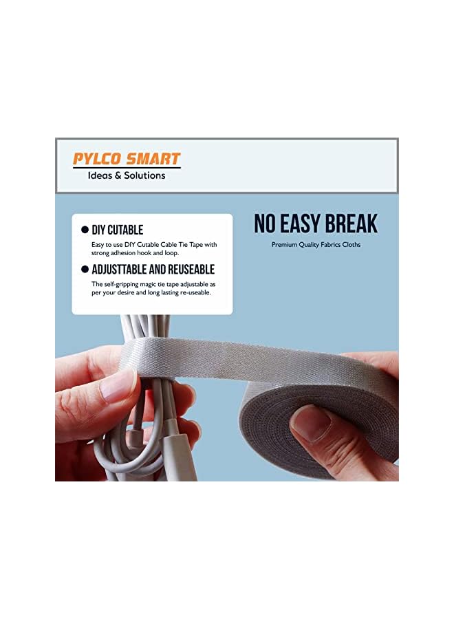 promass Cable Tidy Management Cable Ties Value Pack | Replace Zip Ties with Reusable Wire Straps, Reduce Waste | For Wire Management and Cord Organizer Strap| Thin Pre-Cut Design (Grey-3Pack * 2M) - Image 3