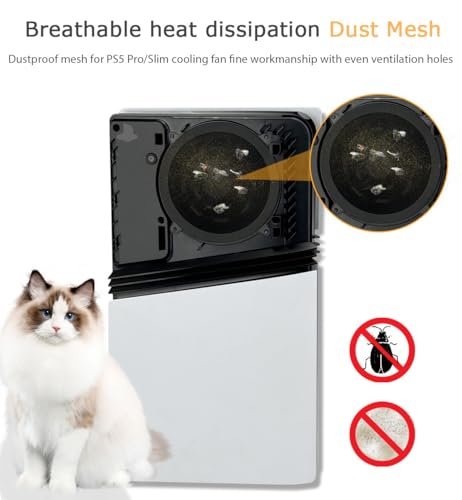 Chanvoo PS5 Slim/Pro Dust Cover Protector, 4 Pack Fan Dustproof Filter Mesh, High-Density Breathable Mesh Dust Cover for Cooling Fan, Compatible with Digital & Disc Edition (Black) - Image 2