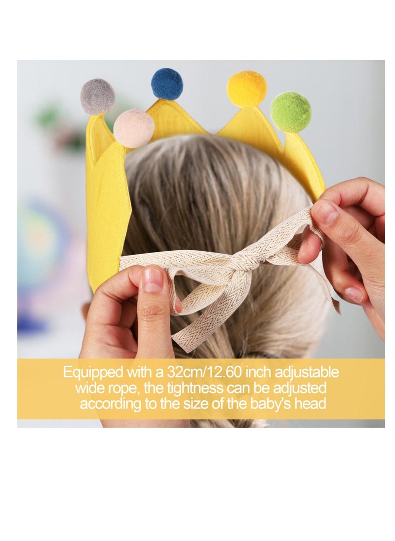 Birthday Crown Hat, Birthday Hat, with Interchangeable Numbers from 0 to 9  u0026 Cute Muslin Kids Birthday Crown Reusable Decorative Birthday Hat, Hat Party Supplies for Baby, Girls, Boys (Yellow)  - Image 5