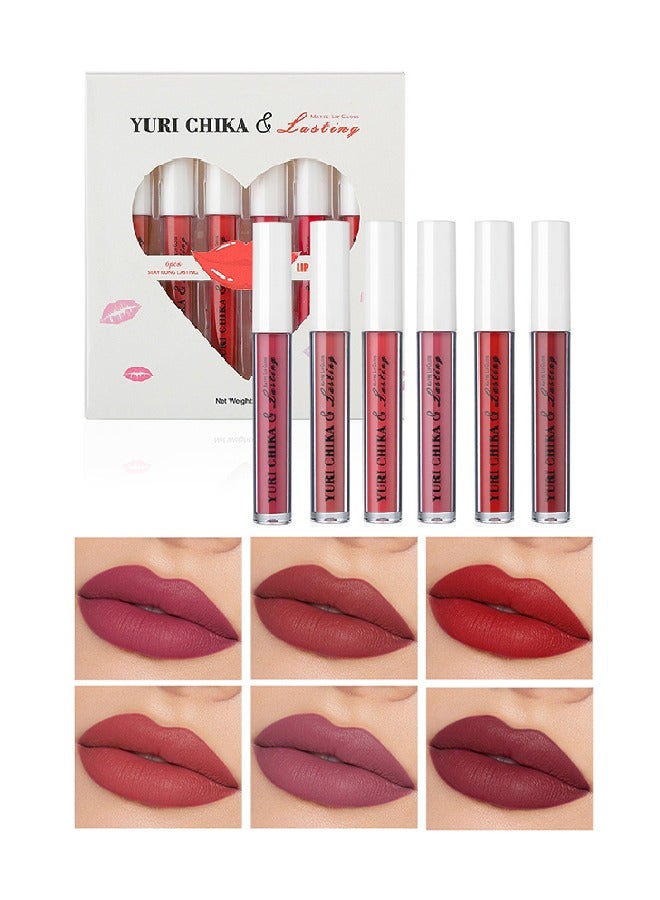 YURI CHIKA Matte Lip Gloss,6 Colors Nude Matte Liquid Lipstick Set Moisturizing Long Lasting Waterproof Velvet High Pigmented Lip Makeup Set For Women #01 - Image 1