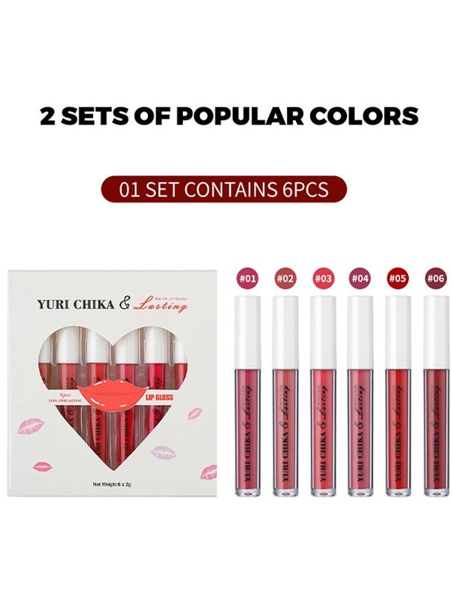 YURI CHIKA Matte Lip Gloss,6 Colors Nude Matte Liquid Lipstick Set Moisturizing Long Lasting Waterproof Velvet High Pigmented Lip Makeup Set For Women #01 - Image 4