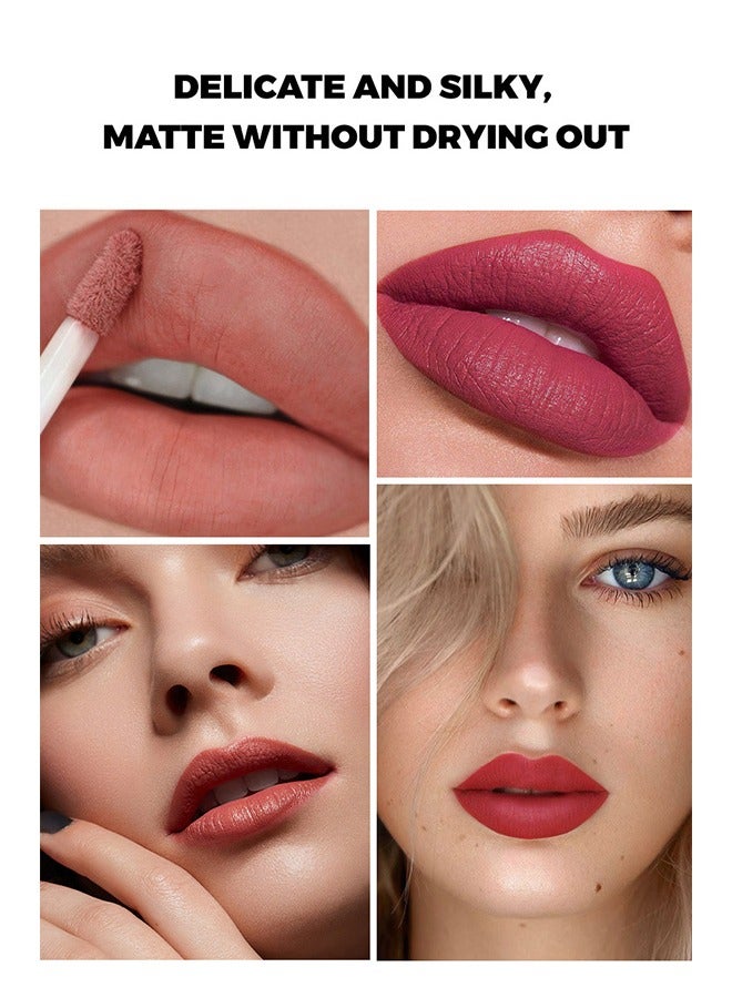 YURI CHIKA Matte Lip Gloss,6 Colors Nude Matte Liquid Lipstick Set Moisturizing Long Lasting Waterproof Velvet High Pigmented Lip Makeup Set For Women #01 - Image 5