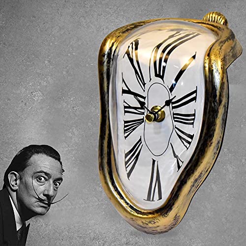 FAREVER Melting Clock, Salvador Dali Watch Melted Clock for Decorative Home Office Shelf Desk Table Funny Creative Gift，Rome Antique Gold - Image 3