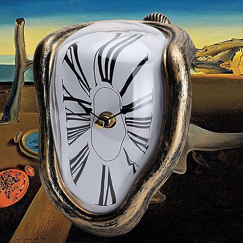 FAREVER Melting Clock, Salvador Dali Watch Melted Clock for Decorative Home Office Shelf Desk Table Funny Creative Gift，Rome Antique Gold - Image 1