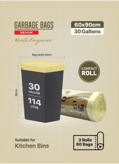 Tru Vanilla Scented Garbage Bags Compact Roll 60x90cm 30 Gallon ( 20pc x 3 Rolls ) 60 bags  - Image 5
