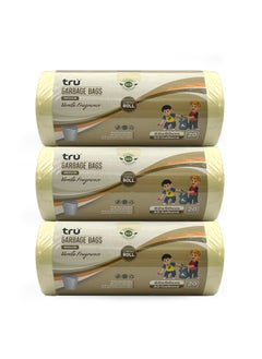 Tru Vanilla Scented Garbage Bags Compact Roll 60x90cm 30 Gallon ( 20pc x 3 Rolls ) 60 bags  - Image 1