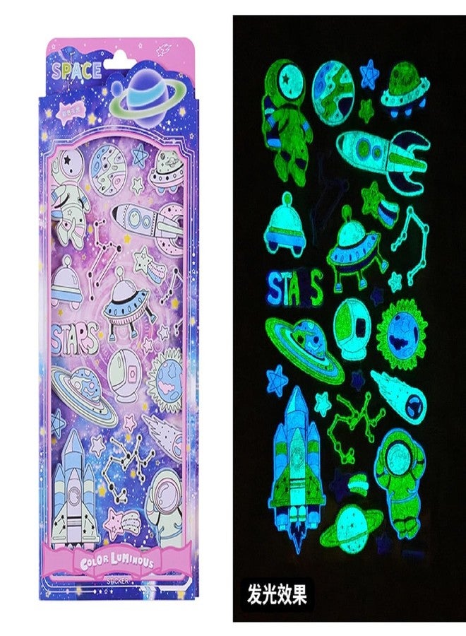 DEOXY Paper Pack of 4 Design Mix Puffy Glow in Dark Space 3D Stickers for Plastic Surface - Kids & Toddlers, Arts Crafts - Self Adhesive, 8 Cm (Sent 1 Any Design) - Image 5