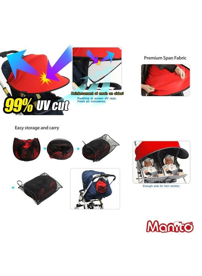 Manito Sun Shade for Twin Stroller (Black) - Image 4