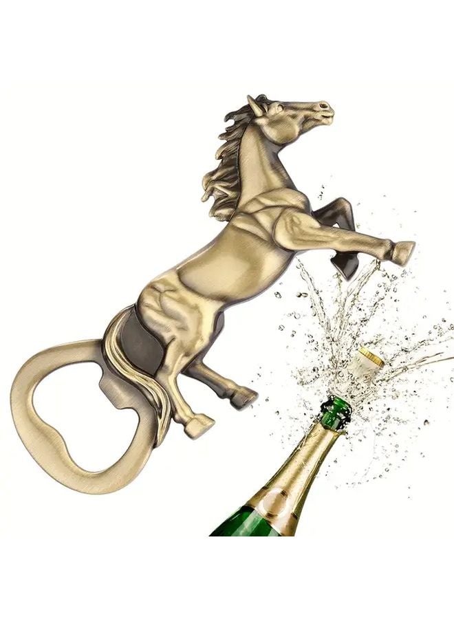 فتاحة زجاجات معدنية على شكل حصان برونزي للبيرة والشمبانيا هدية لحفلات البار - Image 1