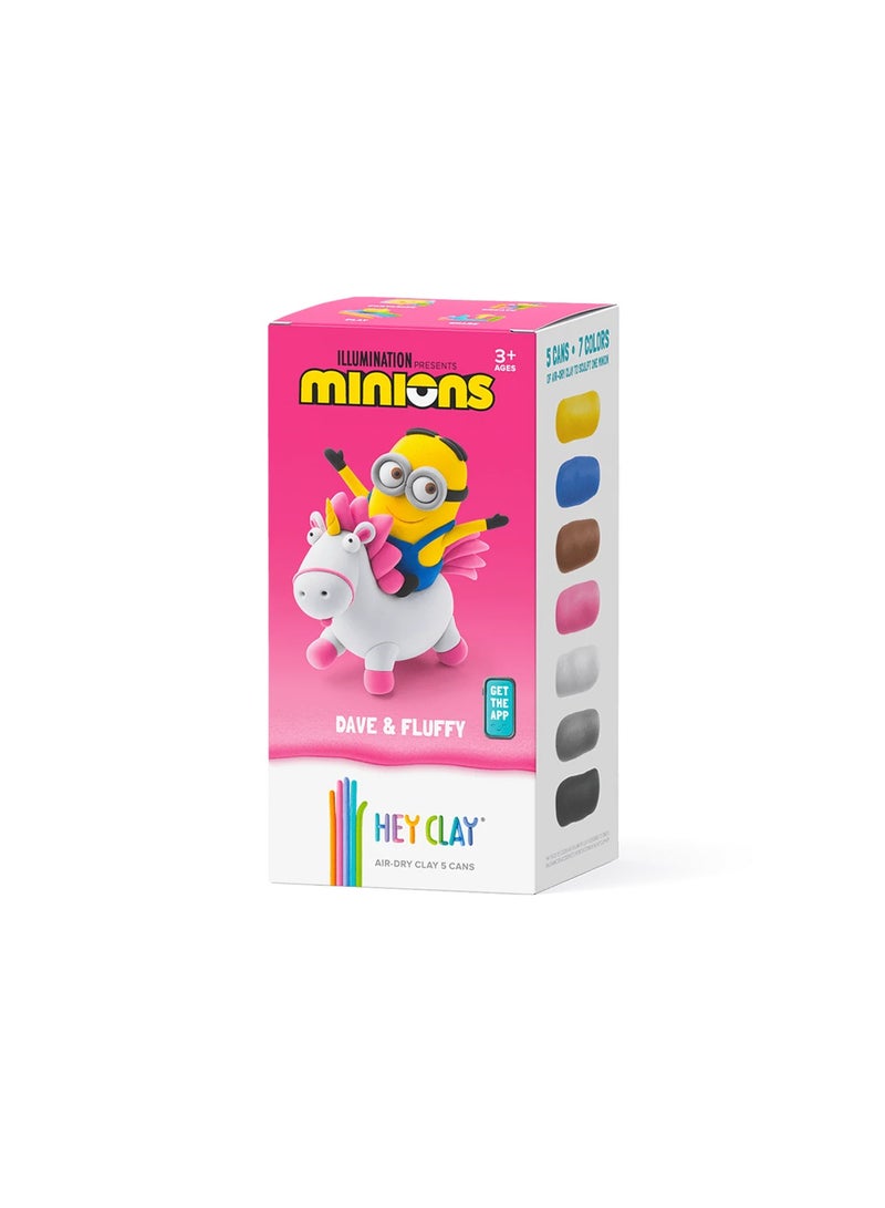 HEY CLAY Minions Dave & Fluffy Colourful modelling air-dry clay, 5 cans with fun interactive app for kids 3 years +  - Image 3
