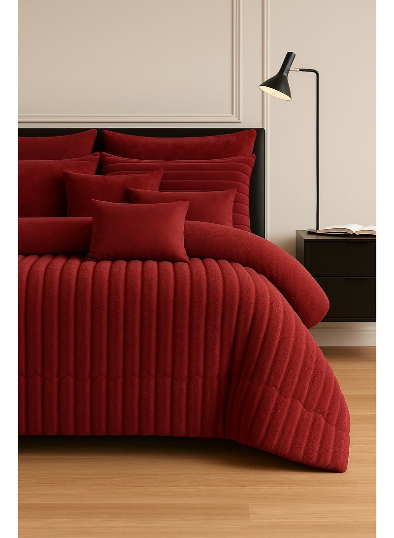 مينج لي مفرش شتوي فرو فاخر نفرين – طقم سرير 8 قطع بتصميم هندسي ناعم مقاس كبير 230×250 سم - Image 4