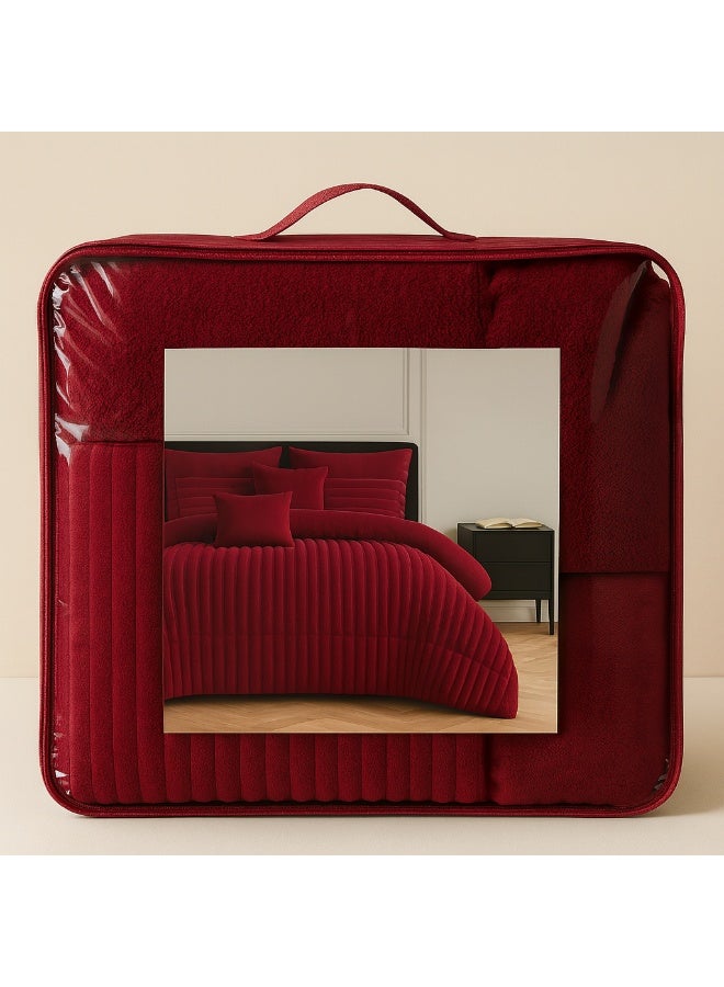 مينج لي مفرش شتوي فرو فاخر نفرين – طقم سرير 8 قطع بتصميم هندسي ناعم مقاس كبير 230×250 سم - Image 5