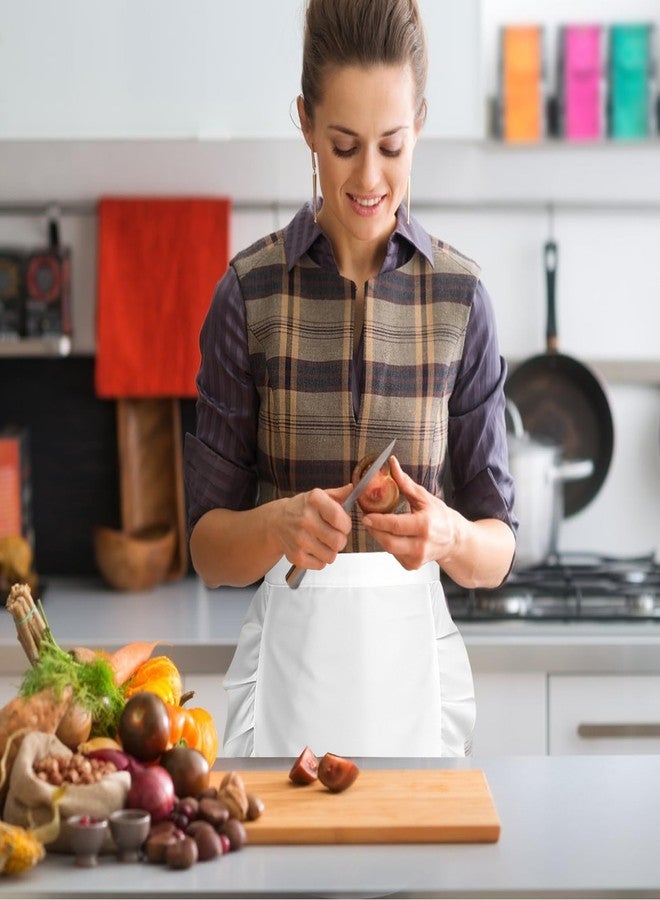 Pretwad 2 pcs White & Black Women Kitchen Waist Maid Apron - Cosplay Waist Apron, Cooking French Retro Waitress Half Aprons, Puffy Pleated Half Aprons for Restaurant Dress Costumes Halloween Anime Convention - Image 3