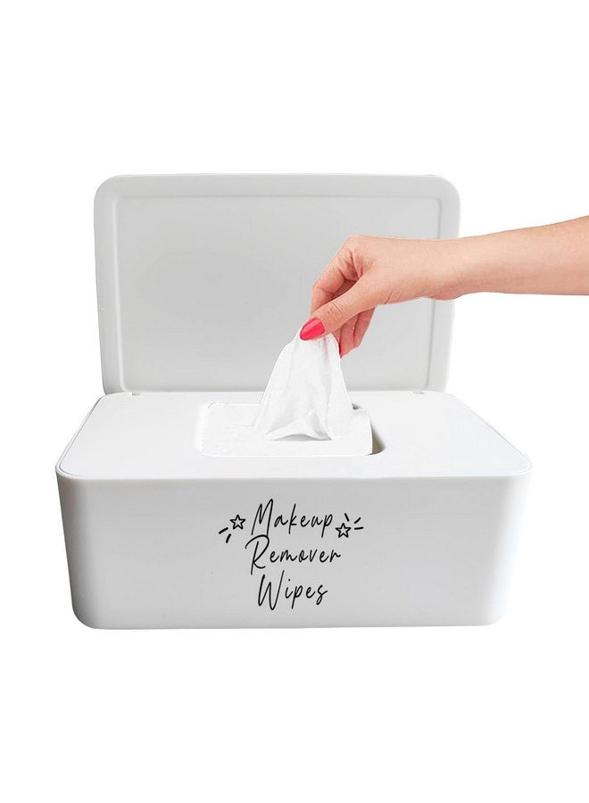 Moorfowl Moorfowl Makeup Remover Wipes Dispenser,7.28" L * 4.80" W *2.75" H, Makeup Wipes Holder Box Chic Wipes Container for Bathroom Vanity Dressing Table (White)  - Image 1