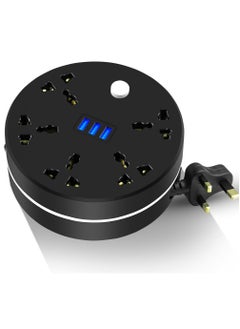 Hidden Power Strip Extension Cord 5 Outlets, 3 USB Ports Power Outlet, Plug Extension Cord with 2M Cord for Home Office