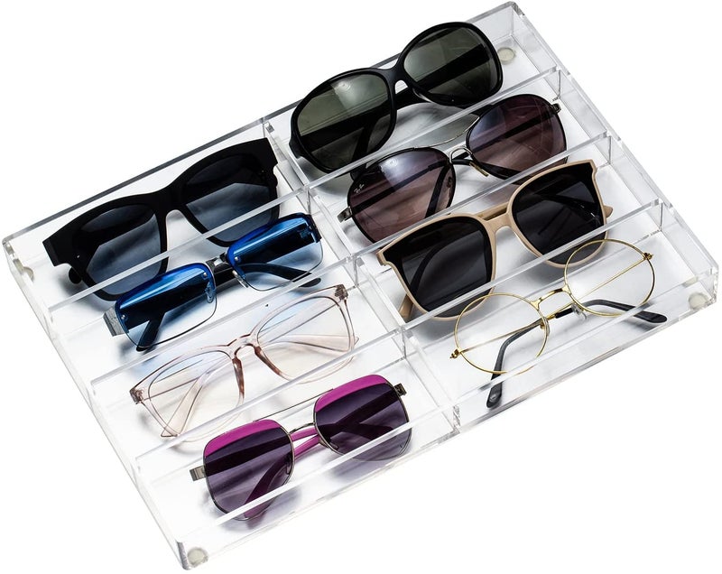 INDIAN DECOR INDIAN DECOR 222888 Premium Clear Acrylic Tabletop Sunglasses and Eye Glasses Storage Display Case Tray with 8 Compartment Slots Acrylic  - Image 1