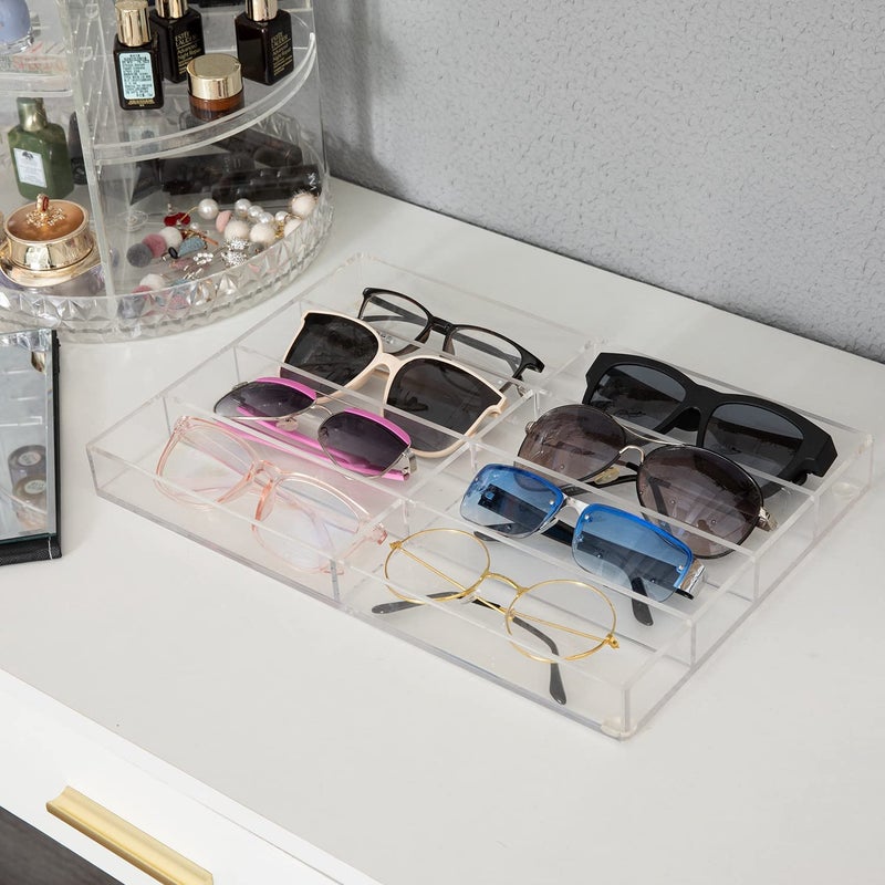INDIAN DECOR INDIAN DECOR 222888 Premium Clear Acrylic Tabletop Sunglasses and Eye Glasses Storage Display Case Tray with 8 Compartment Slots Acrylic  - Image 3