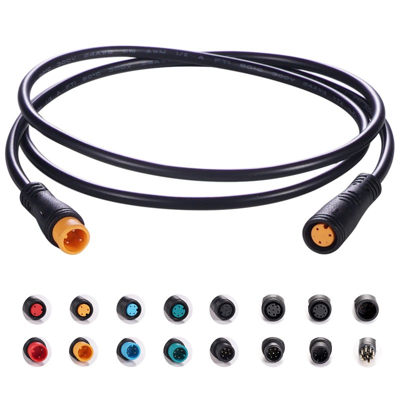 baluoqi Extension Cable 2Pin/3Pin/4Pin/5Pin/6Pin/8Pin/9Pin Waterproof Plug Works for Electric Bicycle Light/Throttle/Ebrake/Display Ebike Parts Extend Cable (3pin 80cm) - Image 1