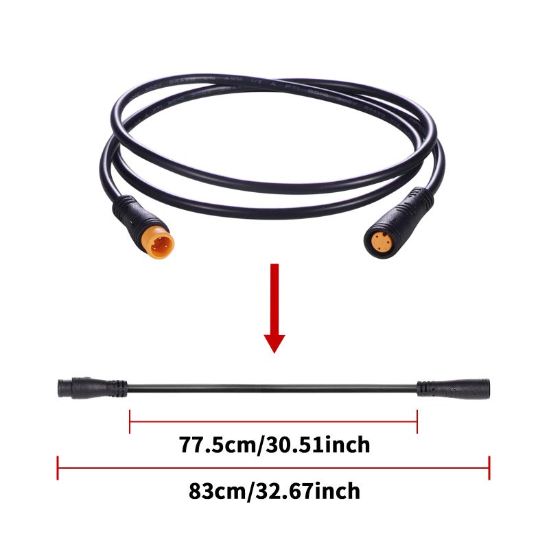 baluoqi Extension Cable 2Pin/3Pin/4Pin/5Pin/6Pin/8Pin/9Pin Waterproof Plug Works for Electric Bicycle Light/Throttle/Ebrake/Display Ebike Parts Extend Cable (3pin 80cm) - Image 5