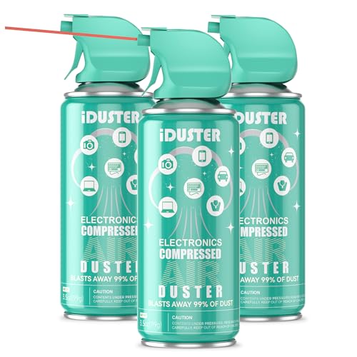 iDuster Compressed Canned Air Duster for Computer - Disposable Electronic Keyboard Cleaner for Cleaning Duster, 3PCS(3.5oz) - Image 1