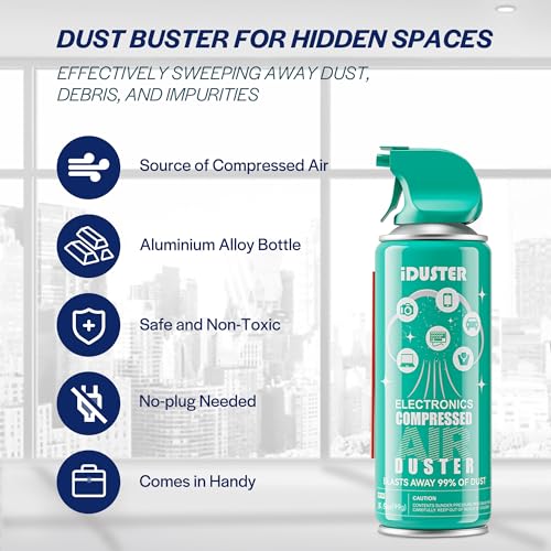 iDuster Compressed Canned Air Duster for Computer - Disposable Electronic Keyboard Cleaner for Cleaning Duster, 3PCS(3.5oz) - Image 4