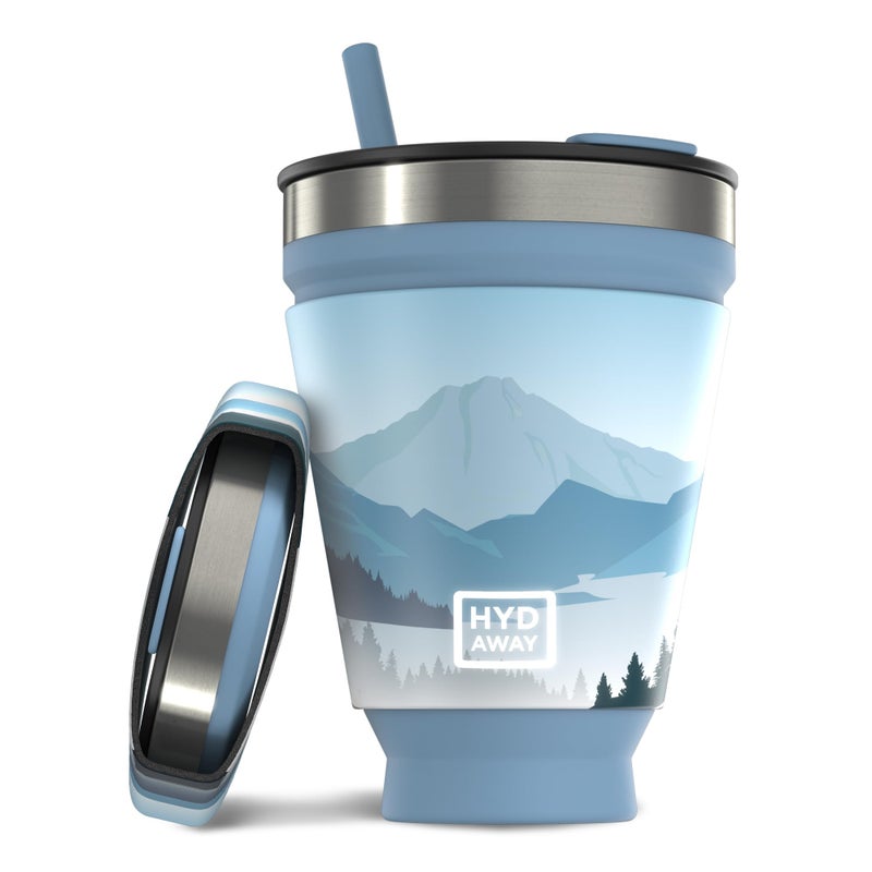 HYDAWAY 16oz Collapsible Tumbler  BPAFree Reusable Silicone Cup with Lid  Insulating Sleeve  Perfect for Coffee Travel and Everyday Use