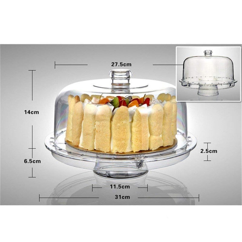 HEBEZON European Cake Stand with Dome 6in1 Design Multifunctional Serving Platter for Kitchens Dining Rooms Pedes Glass Durability Tal or Cover Use Elegant - Image 5