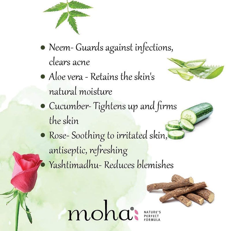moha Herbal Face Wash Each 200 ML Face Wash With Goodness Of Neem Aleovera Cucumber Rose Yashtimadhu Which Keep Skin Healthy Soft Glowing For All Skin Type Pack of 2 - Image 2