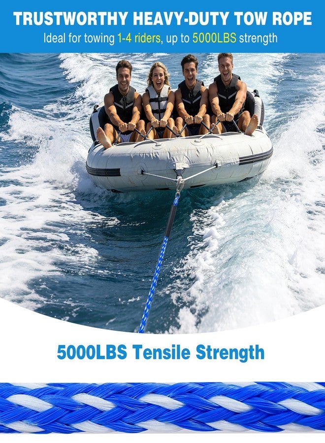 SCYONBARCO Heavy Duty Boat Tow Harness for Tubing, Self Centering Boat Tow Rope for Tubing 1-4 Riders with 360° Rotating Pulley and Large Hooks, Floating Tube Rope for Boats, Towable Tubes - Image 2