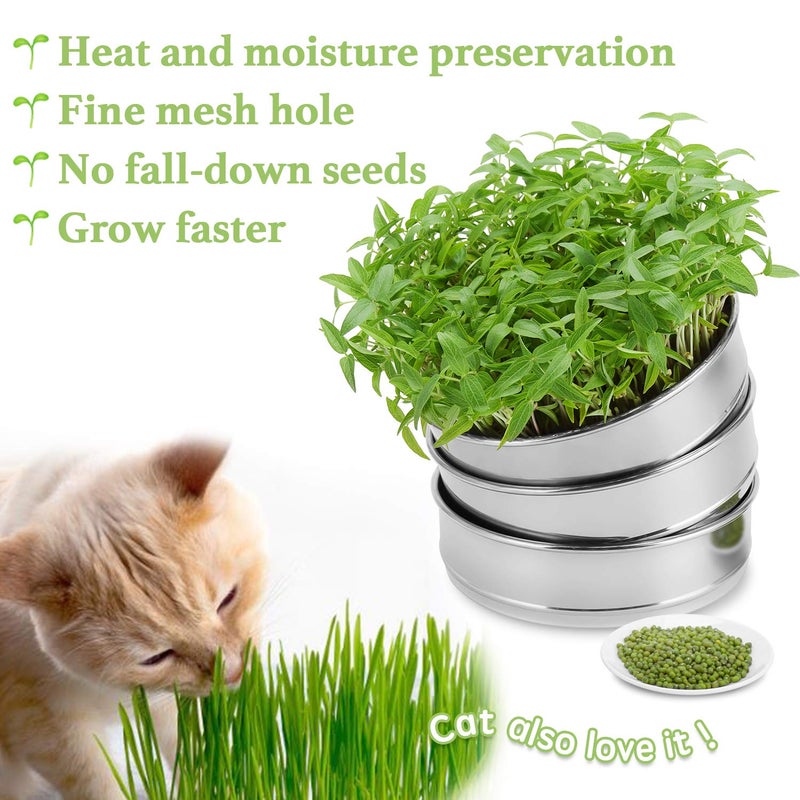 SOLIGT SOLIGT Stackable Stainless Steel Seed Sprouting Kit, 2-Tier Mesh Sprouting Trays, 1 Base and 1 Cover Lid  - Image 4