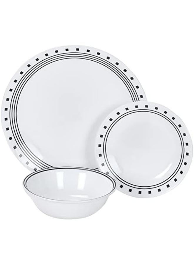 كوريل طقم عشاء مكون من 18 قطعة من زجاج فيتريل سيتي بلوك مقاوم للكسر والكسر، خدمة لمدة 6 أشخاص باللون الأسود - Image 2