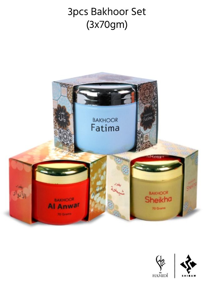 حميدي مجموعة عطور حصرية - شرقي 70 جم بخور 3 قطع مجموعة متنوعة - Image 1
