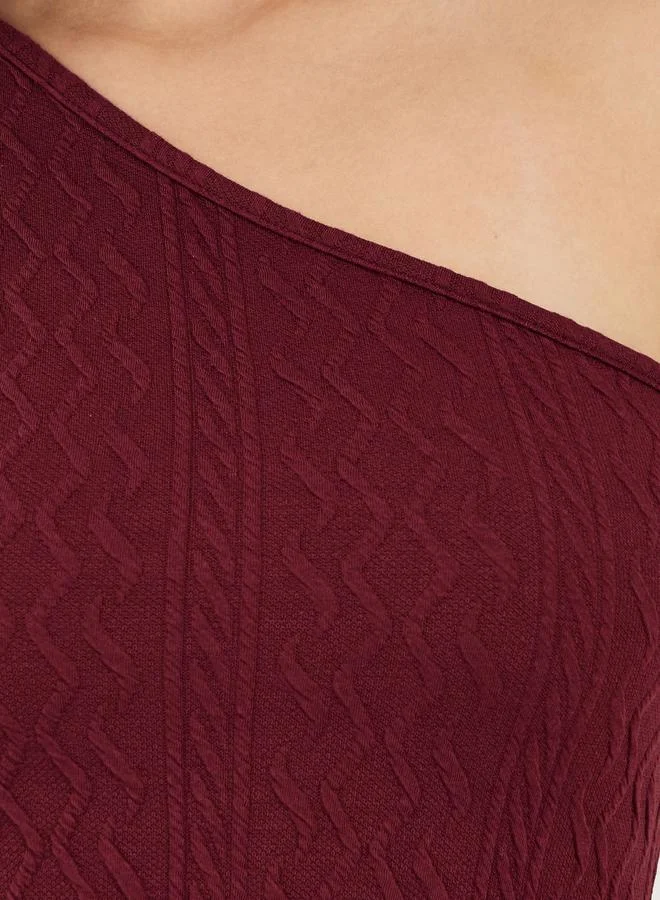 Styli Textured One-Shoulder Dress