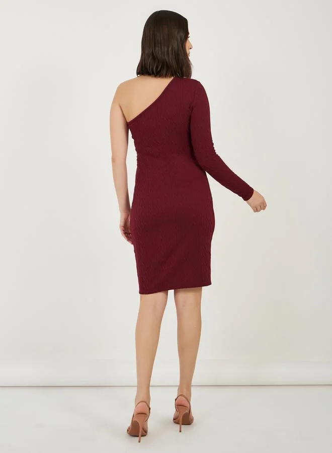 Styli Textured One-Shoulder Dress